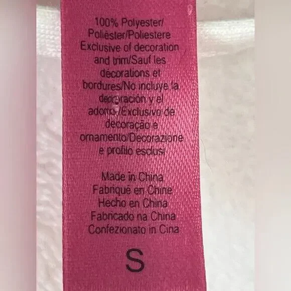 Betsey Johnson XOX soft plush belted robe, white/pink, size S - Picture 3 of 9